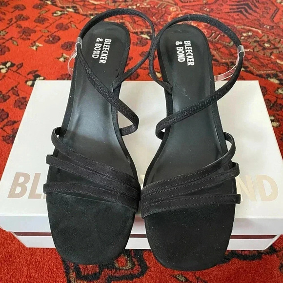 Bleecker & Bond Women’s US 9 Black Strappy Leather Heels - Perfect for Parties - Picture 3 of 6